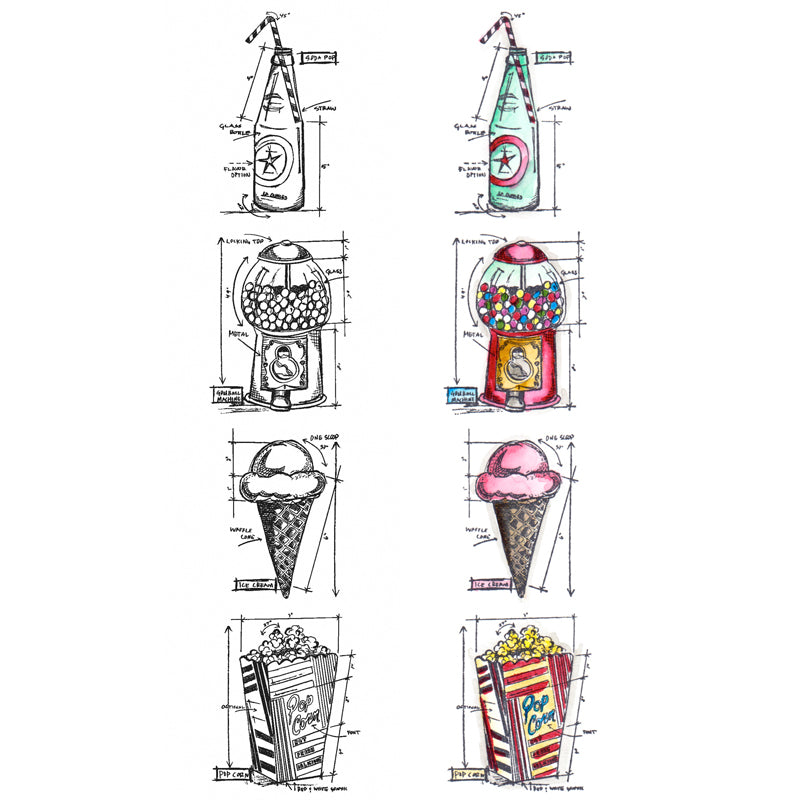 Tim Holtz Mini Blueprints Strip TREATS Cling Rubber Stamps THMB016
