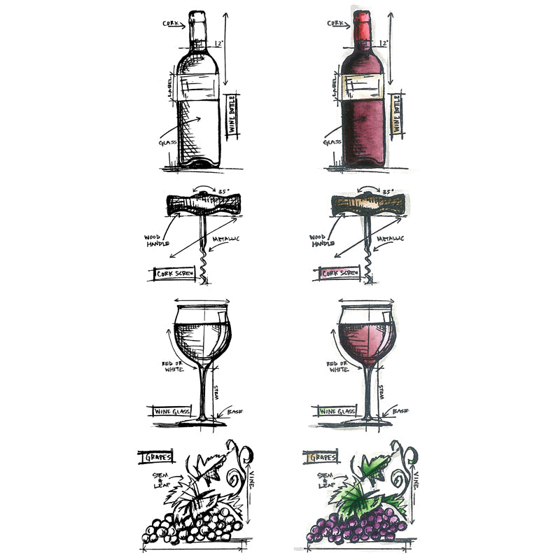 Tim Holtz Mini Blueprints Strip WINE Cling Rubber Stamps THMB028
