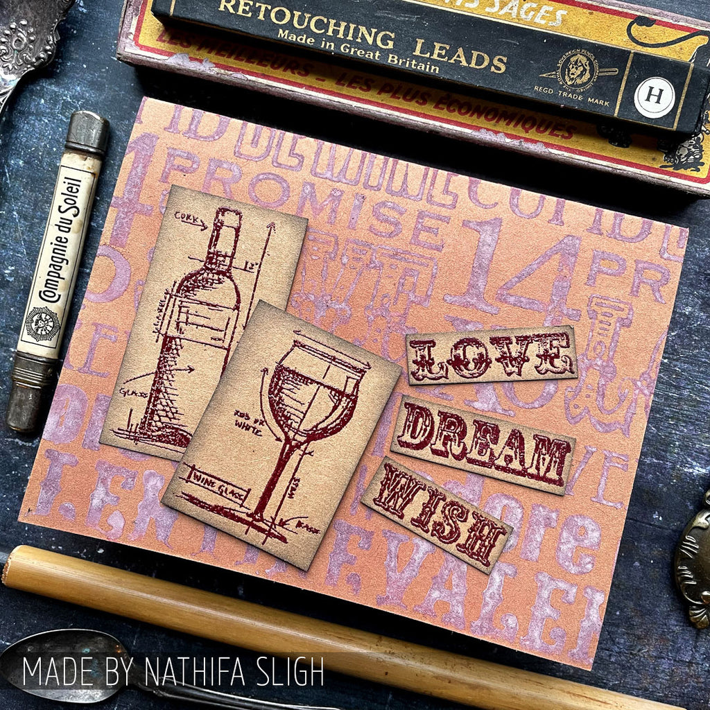 Tim Holtz Mini Blueprints Strip Wine Cling Rubber Stamps thmb028 dream