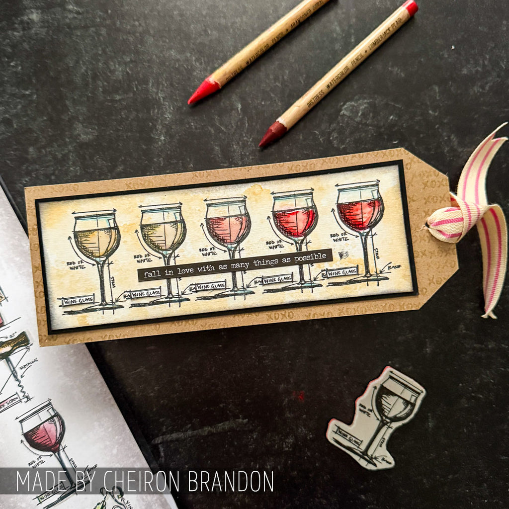 Tim Holtz Mini Blueprints Strip Wine Cling Rubber Stamps thmb028 tag