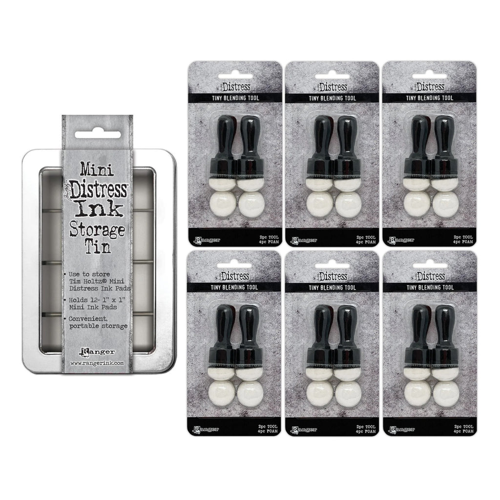 Tim Holtz Mini Distress Ink Storage Tin And Tiny Tools Bundle