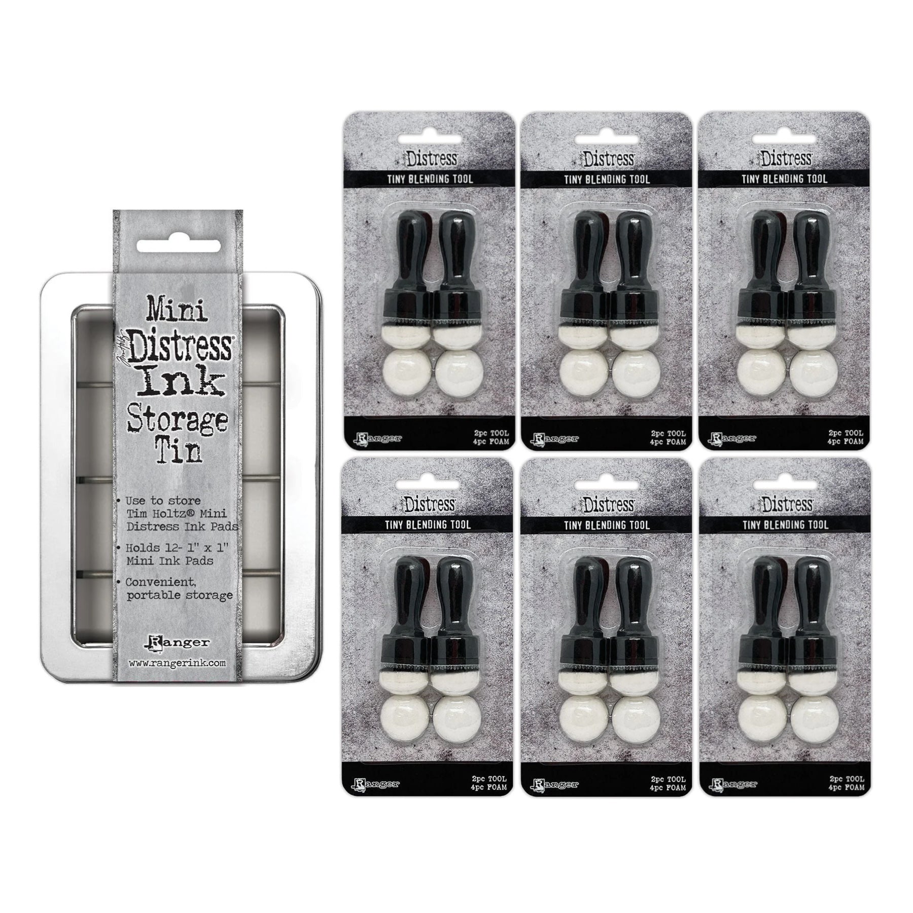 Tim Holtz Mini Distress Ink Storage Tin And Tiny Tools Bundle