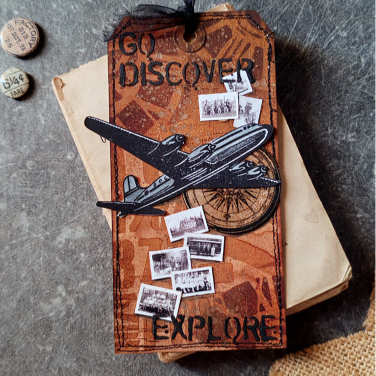 Tim Holtz Mini Stencil Set 1 mst001 airplane