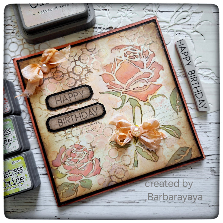Tim Holtz Mini Stencil Set 52 mst052 roses | color-code:ALT05