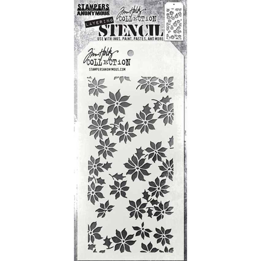 Tim Holtz Mini Stencil Set 54 mst054 poinsettia