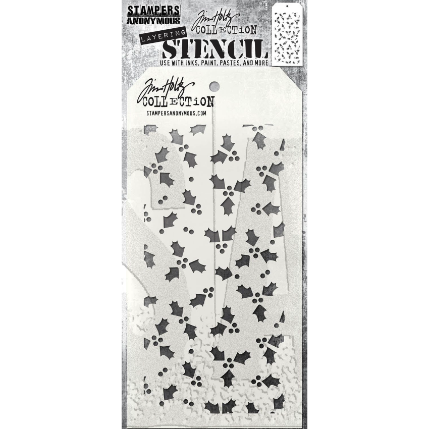 Tim Holtz Mini Stencil Set 62 mst062 holly