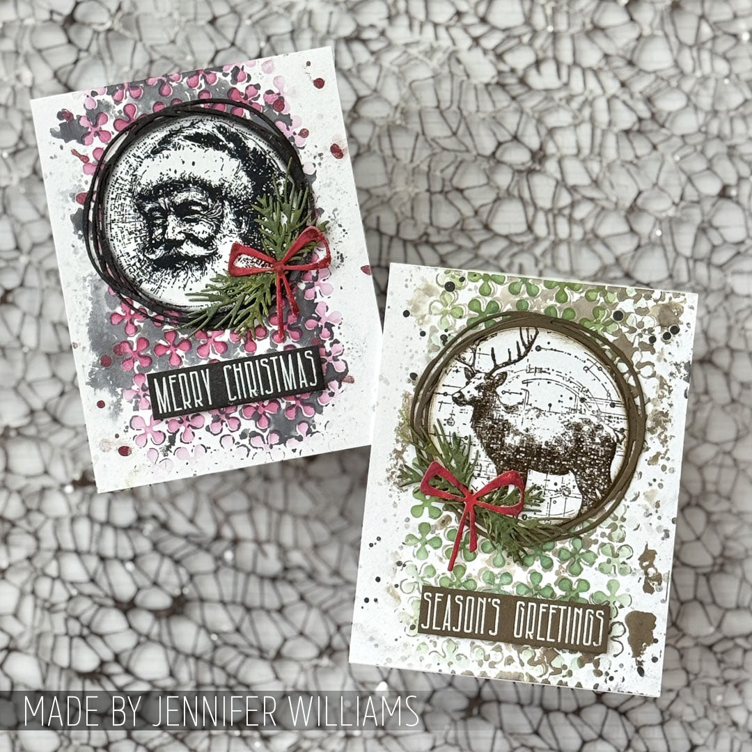 Tim Holtz Mini Stencil Set 63 mst063 santa reindeer cards jennifer williams