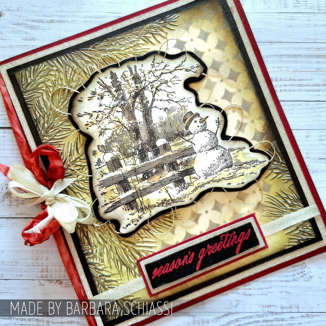 Tim Holtz Mini Stencil Set 63 mst063 season's greetings snowman card barbara schiassi