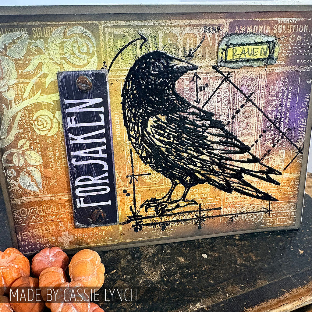Tim Holtz Mini Stencils Set 53 mst053 raven blueprint card cassie lynch