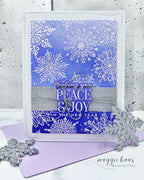 Tim Holtz Mini Swirly Snowflakes Stamps with Simon Says Stamp Dies Bundle setmf26 Maggie Haas Lavender Snowflakes Christmas Card