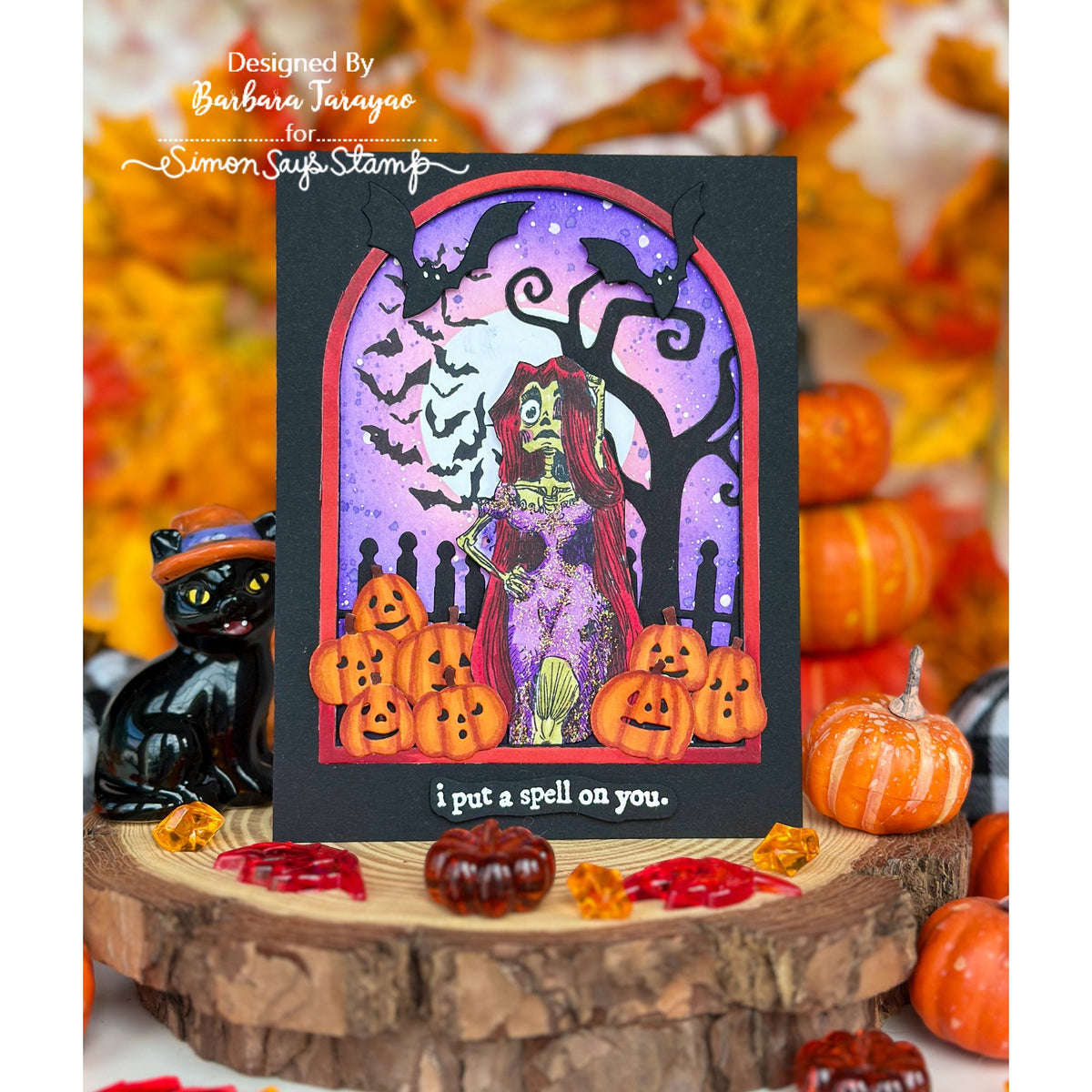 Tim Holtz Monster Reunion Stamps with Simon Says Stamp Dies Bundle setmr26 Barbara Tarayao Zombie Goddess Card