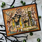 Tim Holtz Monster Reunion Stamps with Simon Says Stamp Dies Bundle setmr26 Cathie Cowles Dead of Night Card