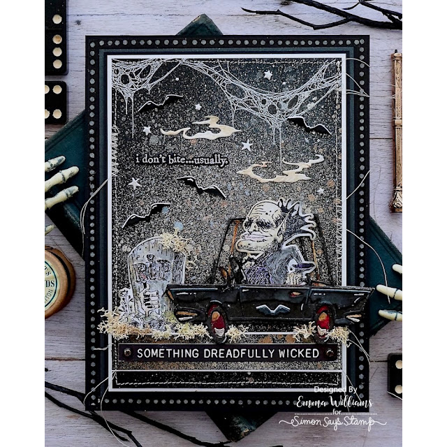 Tim Holtz Monster Reunion Stamps with Simon Says Stamp Dies Bundle setmr26 Emma Williams Dreadfully Wicked Monster in Car Decor