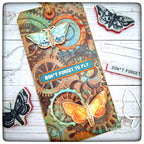 Tim Holtz Moth Study Stamps with Simon Says Stamp Dies Bundle setms26 Mixed Media Don't Forget to Fly Tag Barbara Schiassi