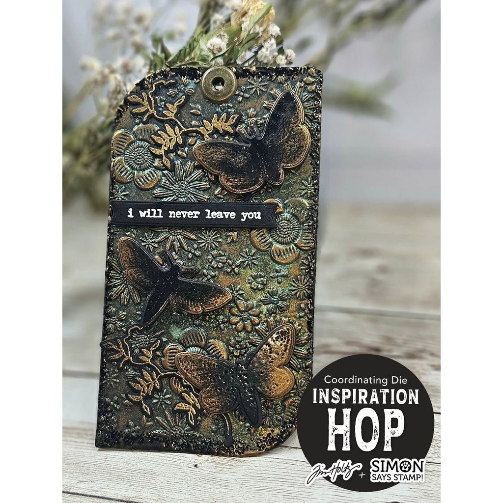 Tim Holtz Moth Study Stamps with Simon Says Stamp Dies Bundle setms26 Never Leave You Tag Natalia Alton