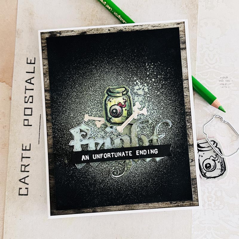 Tim Holtz Scared Silly Stamps with Simon Says Stamp Dies Bundle setss26 Renée Bergeron Creepy Eyeball Card