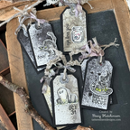 Tim Holtz Scared Silly Stamps with Simon Says Stamp Dies Bundle setss26 Stacy Hutchinson Spooky Halloween Tags