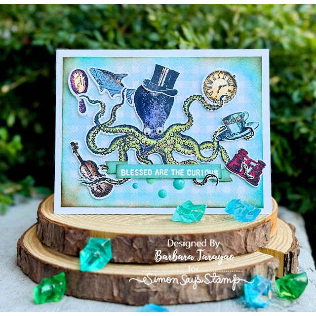 Tim Holtz Sea Life Stamps with Simon Says Stamp Dies Bundle setsl26 Curious Octopus Card Barbara Tarayao | color-code:ALT11