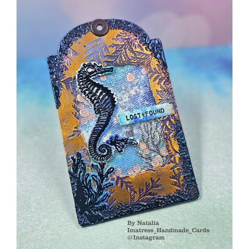 Tim Holtz Sea Life Stamps with Simon Says Stamp Dies Bundle setsl26 Natalia Seahorse Tag