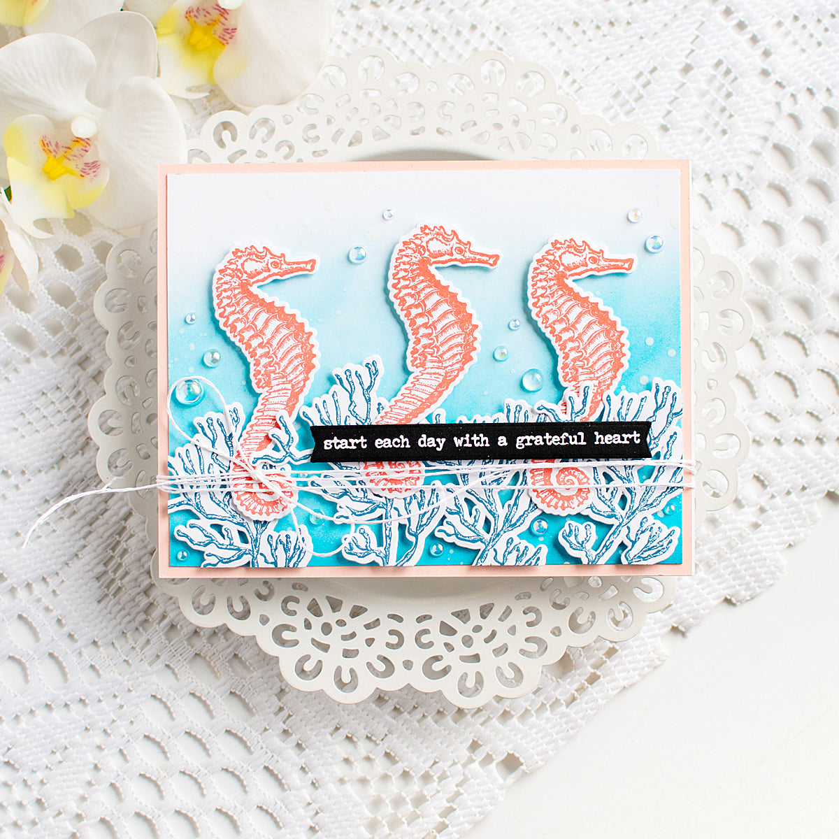 Tim Holtz Sea Life Stamps with Simon Says Stamp Dies Bundle setsl26 Seahorse Friend Card Heather Hoffman | color-code:ALT08
