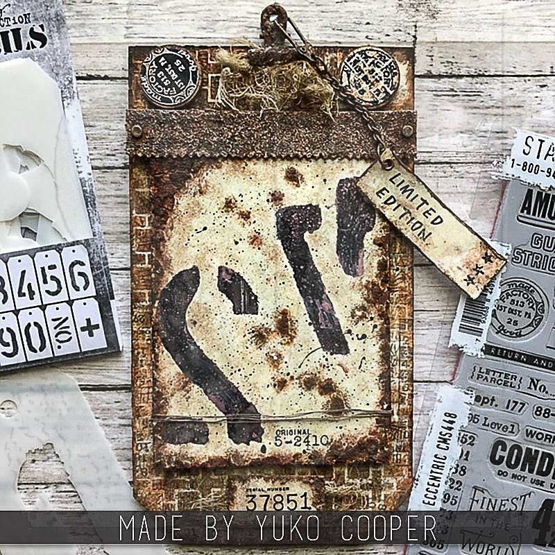 Tim Holtz Set of 12 Element Stencils Freight EST002 tag