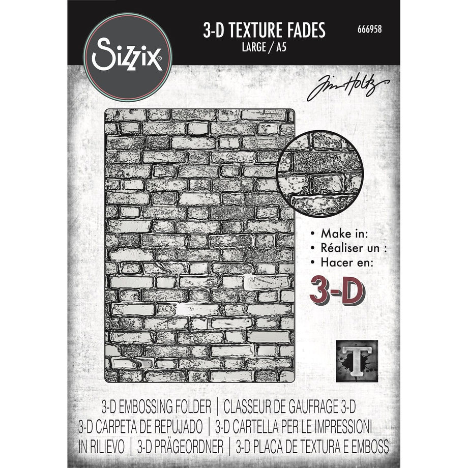 Tim Holtz Sizzix 3D Large A5 Embossing Folder Brickwork 666958