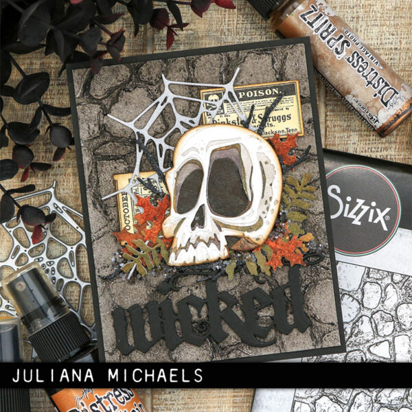 Tim Holtz Sizzix 3D Large A5 Embossing Folder Cobblestone 666959 skull