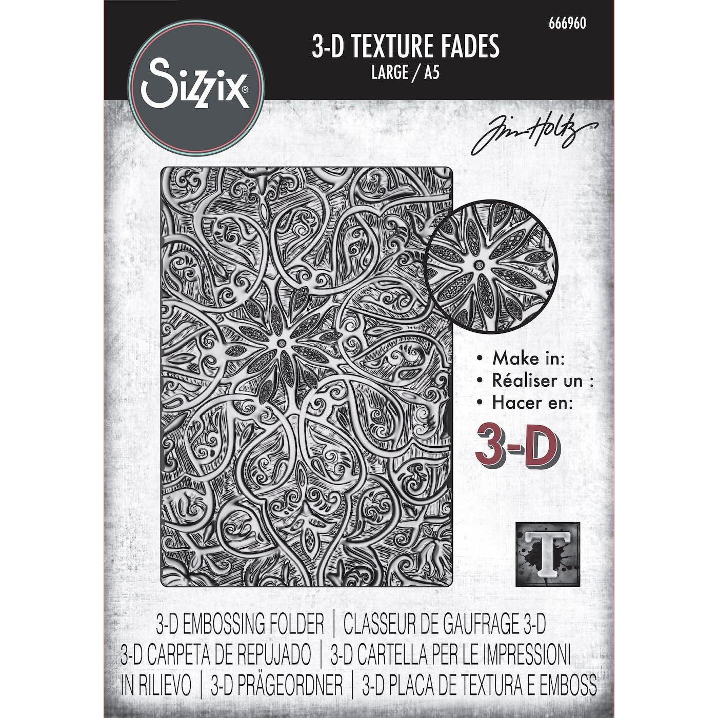 Tim Holtz Sizzix 3D Large A5 Embossing Folder Engraved 666960