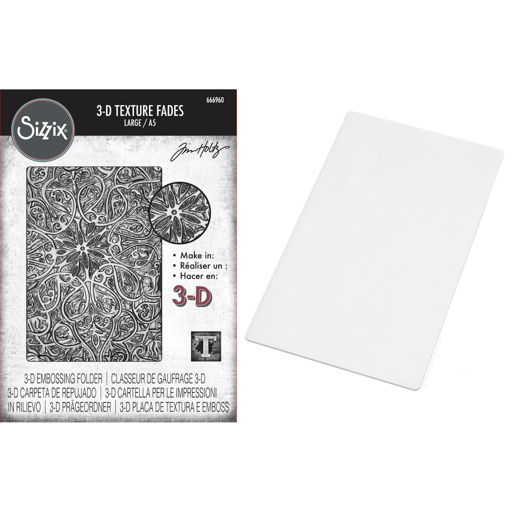 Tim Holtz Sizzix 3D Large A5 Embossing Folder Engraved and Embossing Pad Bundle