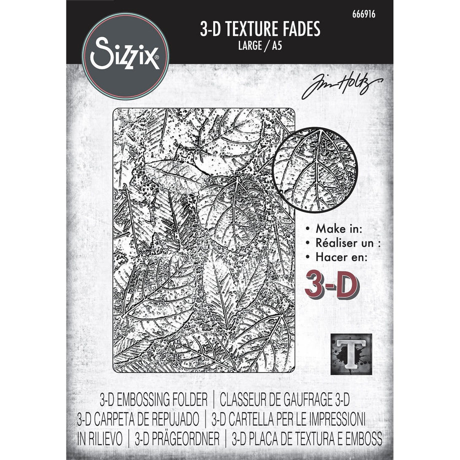 Tim Holtz Sizzix 3D Large A5 Embossing Folder Foliage 666916