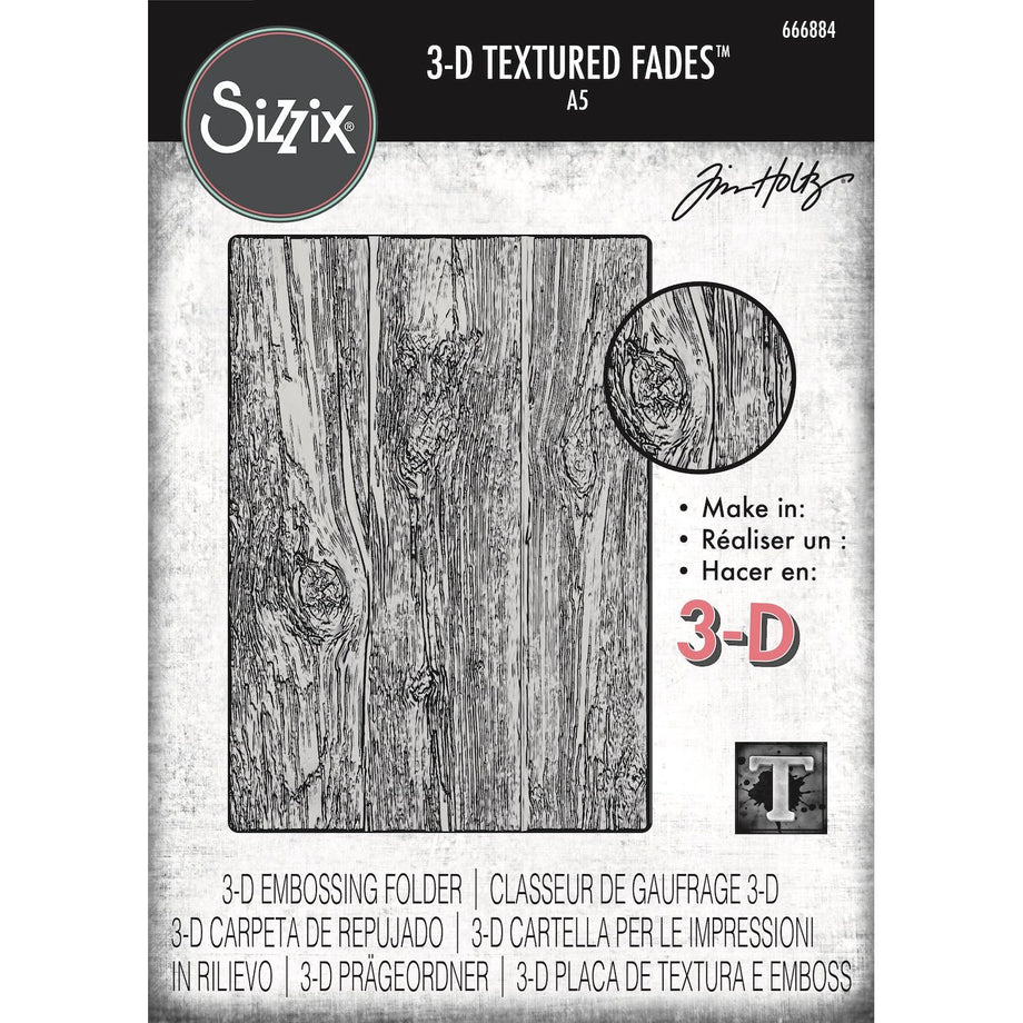 Tim Holtz Sizzix 3D Large A5 Embossing Folder Lumber 666884