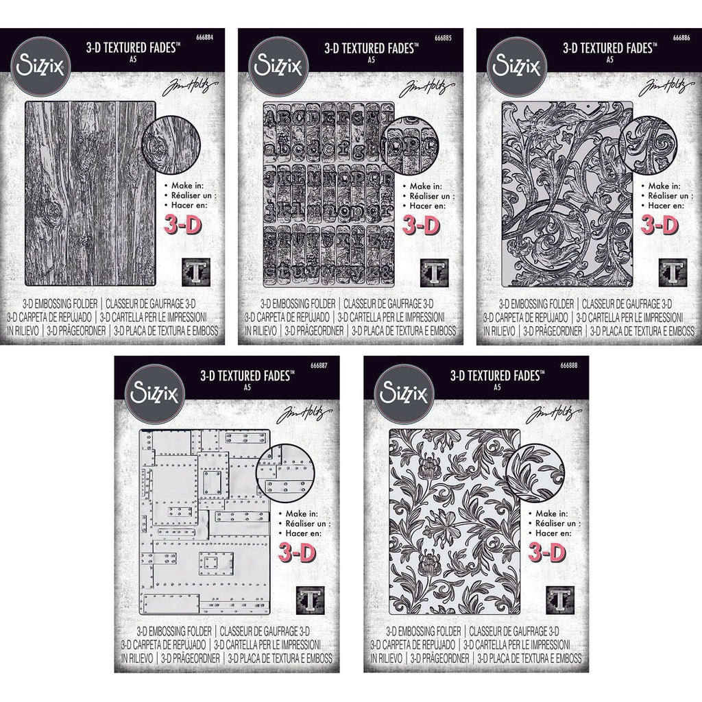Tim Holtz Sizzix 3D Large A5 Embossing Folders May 2025 I Want It All Bundle