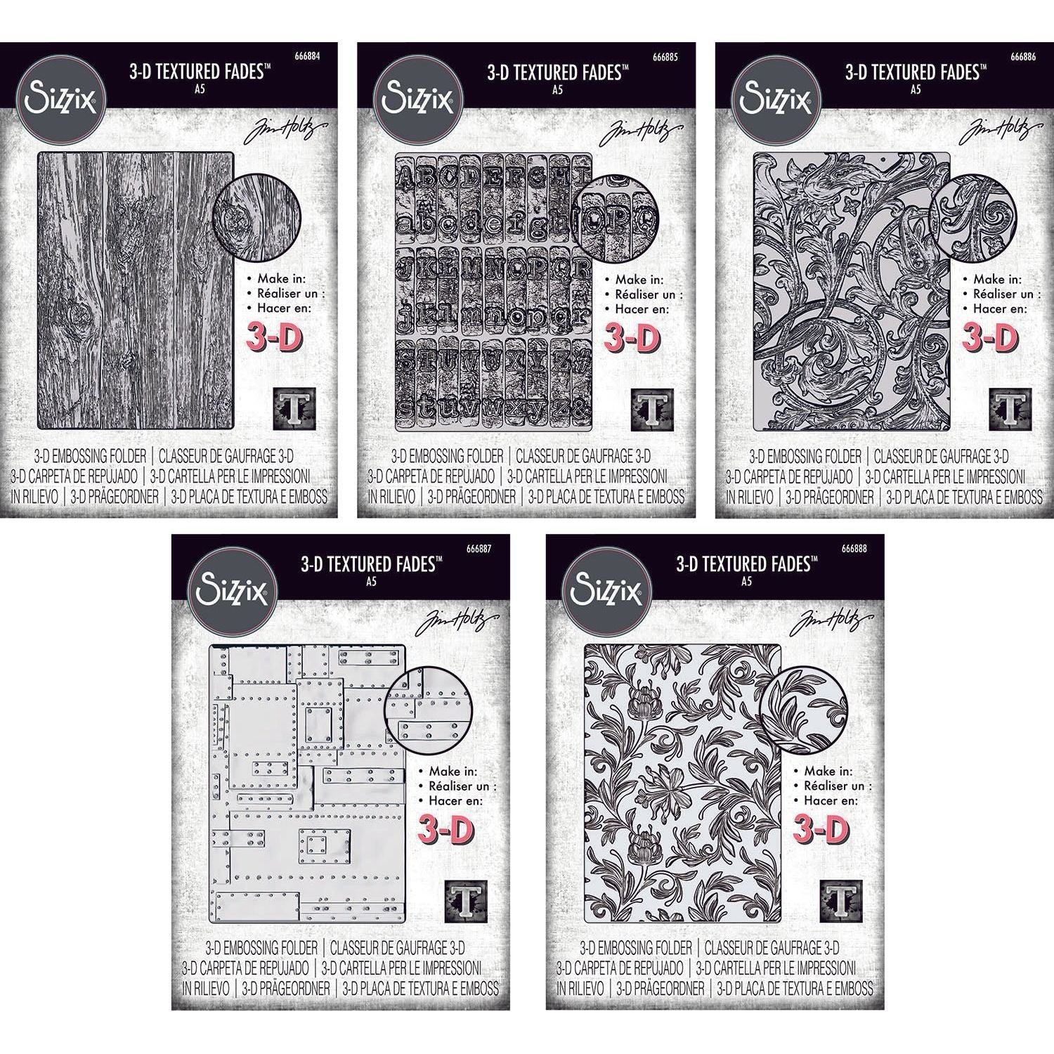 Tim Holtz Sizzix 3D Large A5 Embossing Folders May 2025 I Want It All Bundle