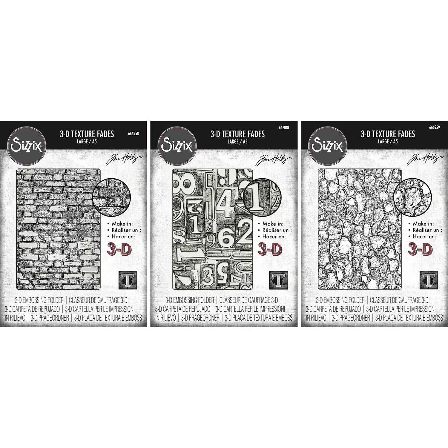 Tim Holtz Sizzix 3D Large A5 Embossing Folders October 2025 I Want It All Bundle