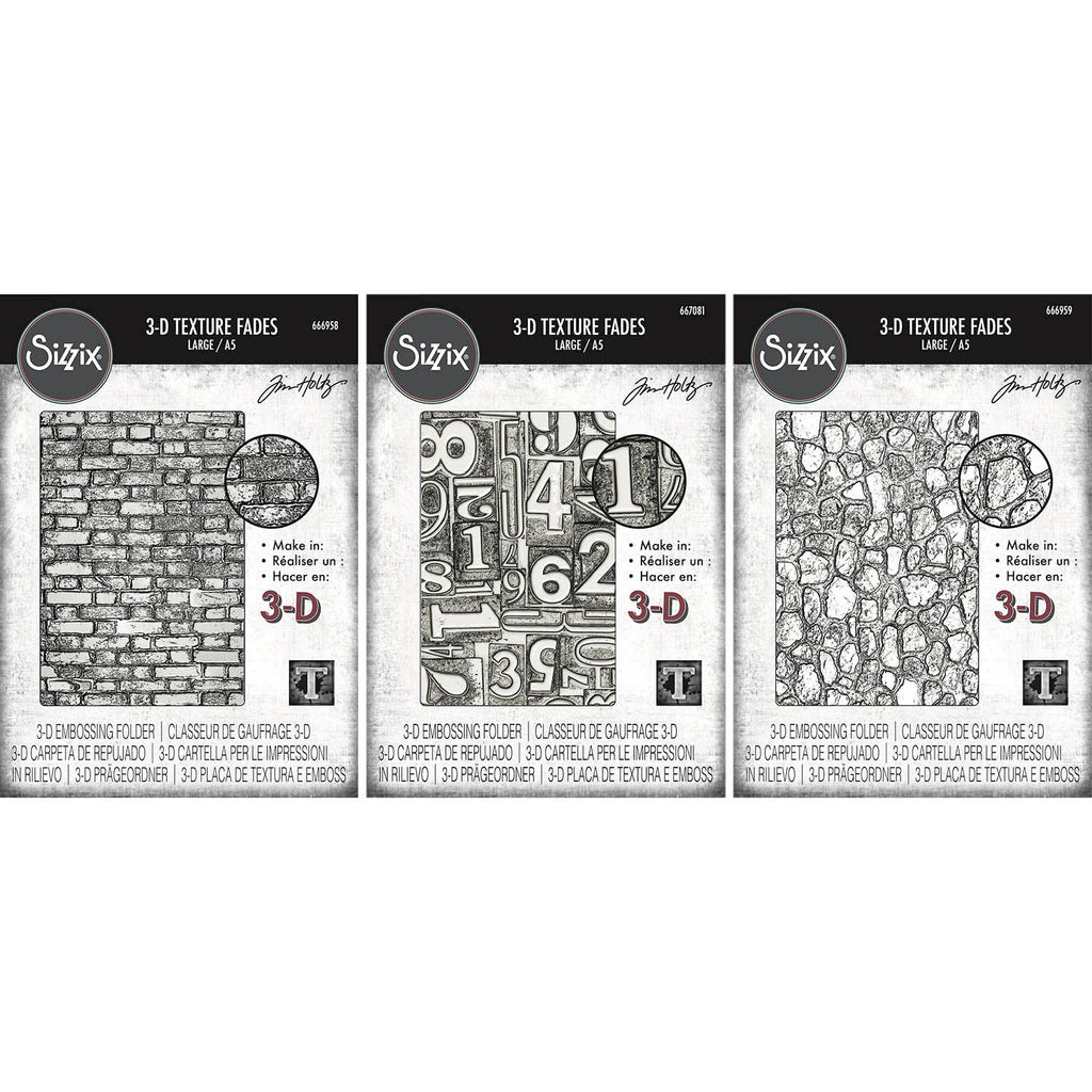 Tim Holtz Sizzix 3D Large A5 Embossing Folders October 2025 I Want It All Bundle