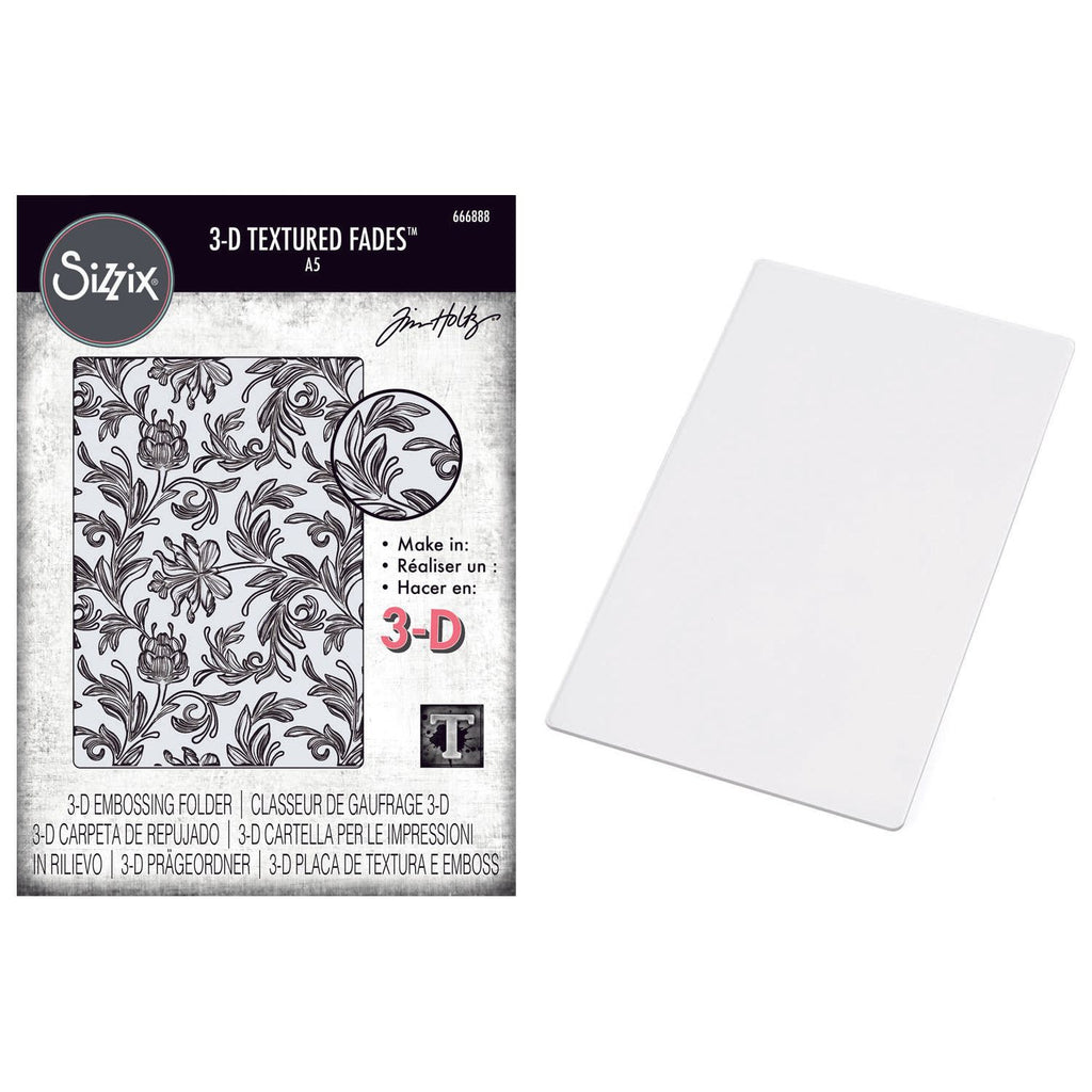 Tim Holtz Sizzix 3D Large Embossing Folder Botanical and Pad Bundle