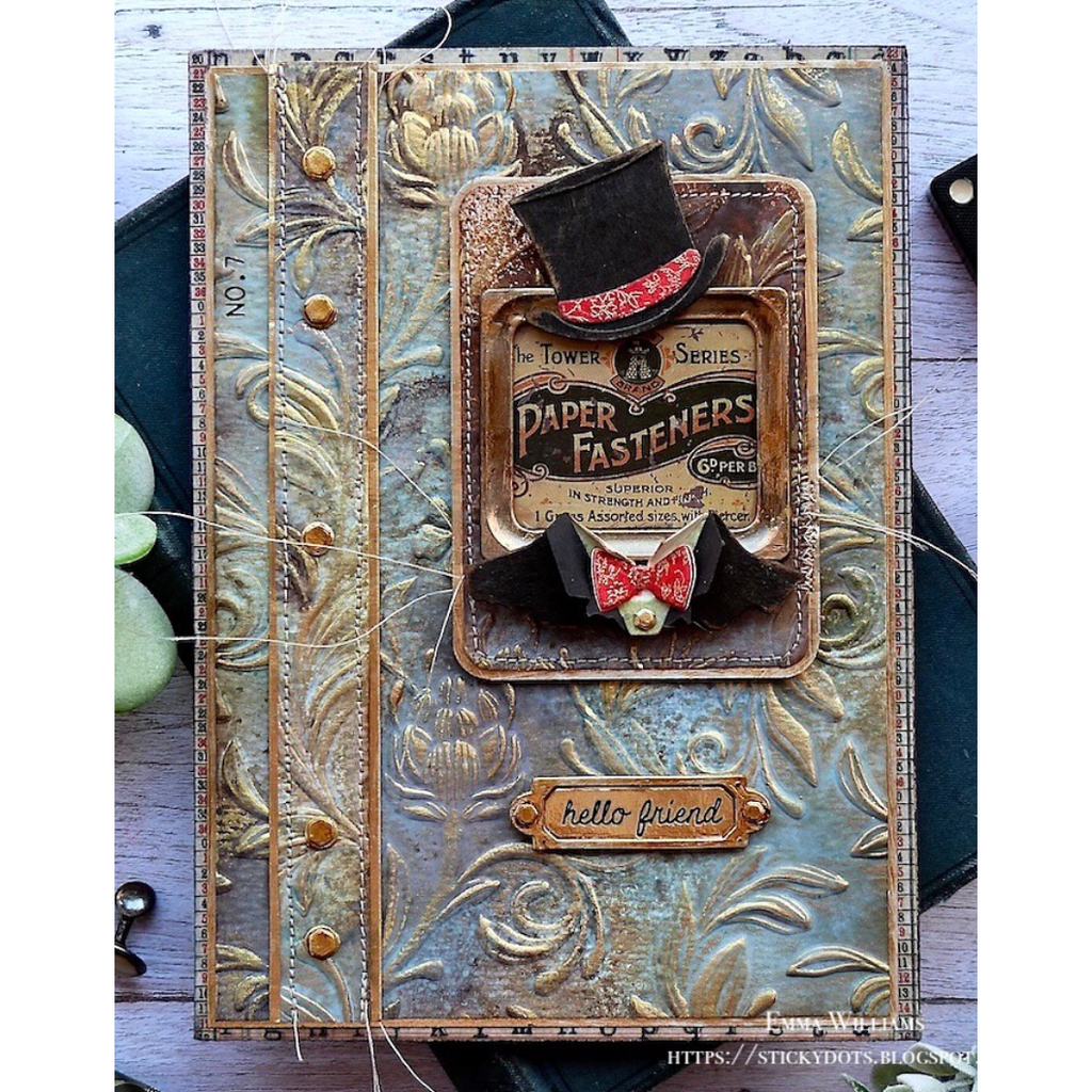 Tim Holtz Sizzix 3D Large Embossing Folder Botanical and Pad Bundle hat