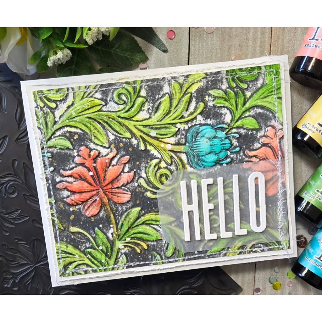 Tim Holtz Sizzix 3D Large Embossing Folder Botanical and Pad Bundle
 hello