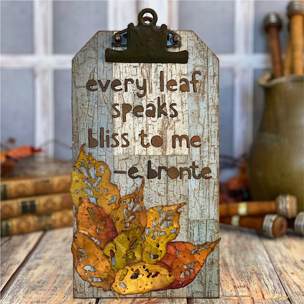 Tim Holtz Sizzix 3D Large Embossing Folder Cracked and Embossing Pad Bundle leaves