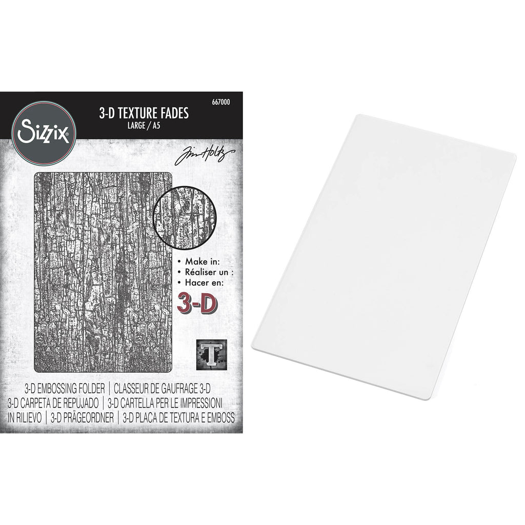 Tim Holtz Sizzix 3D Large Embossing Folder Cracked and Pad Bundle