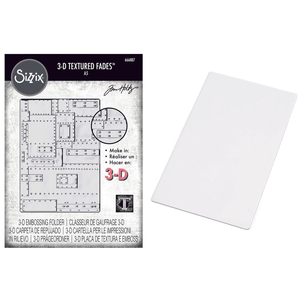 Tim Holtz Sizzix 3D Large Embossing Folder Foundry and Pad Bundle