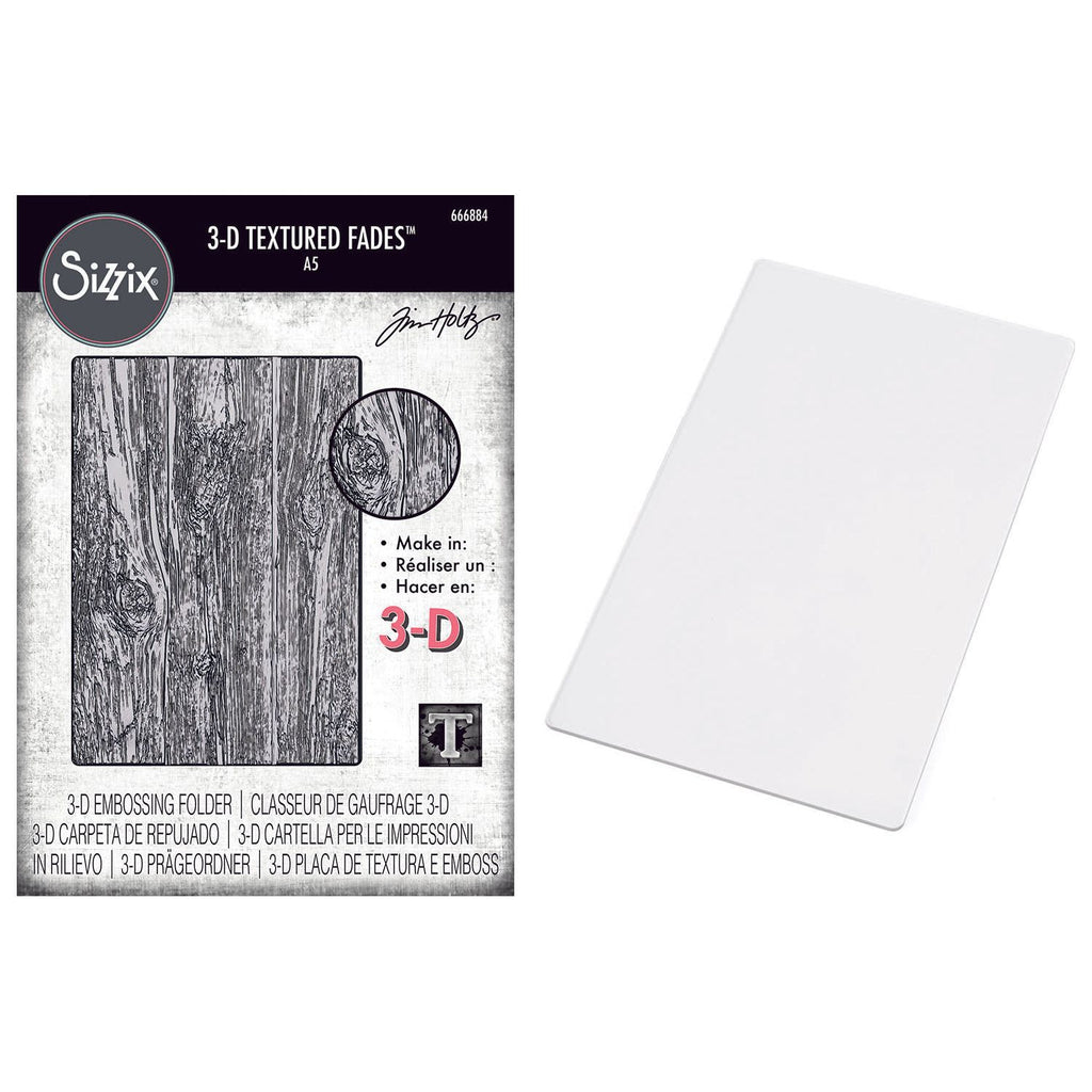 Tim Holtz Sizzix 3D Large Embossing Folder Lumber and Pad Bundle
