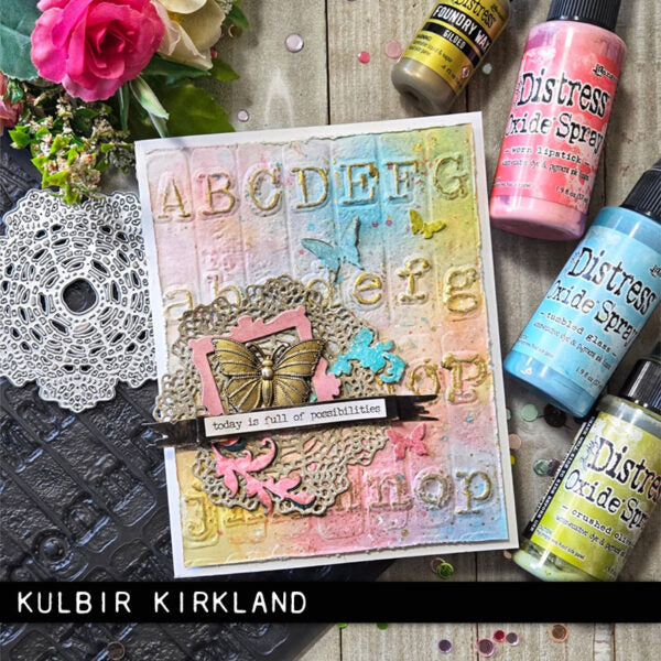 Tim Holtz Sizzix 3D Large Embossing Folder Typewriter and Pad Bundle rainbow
