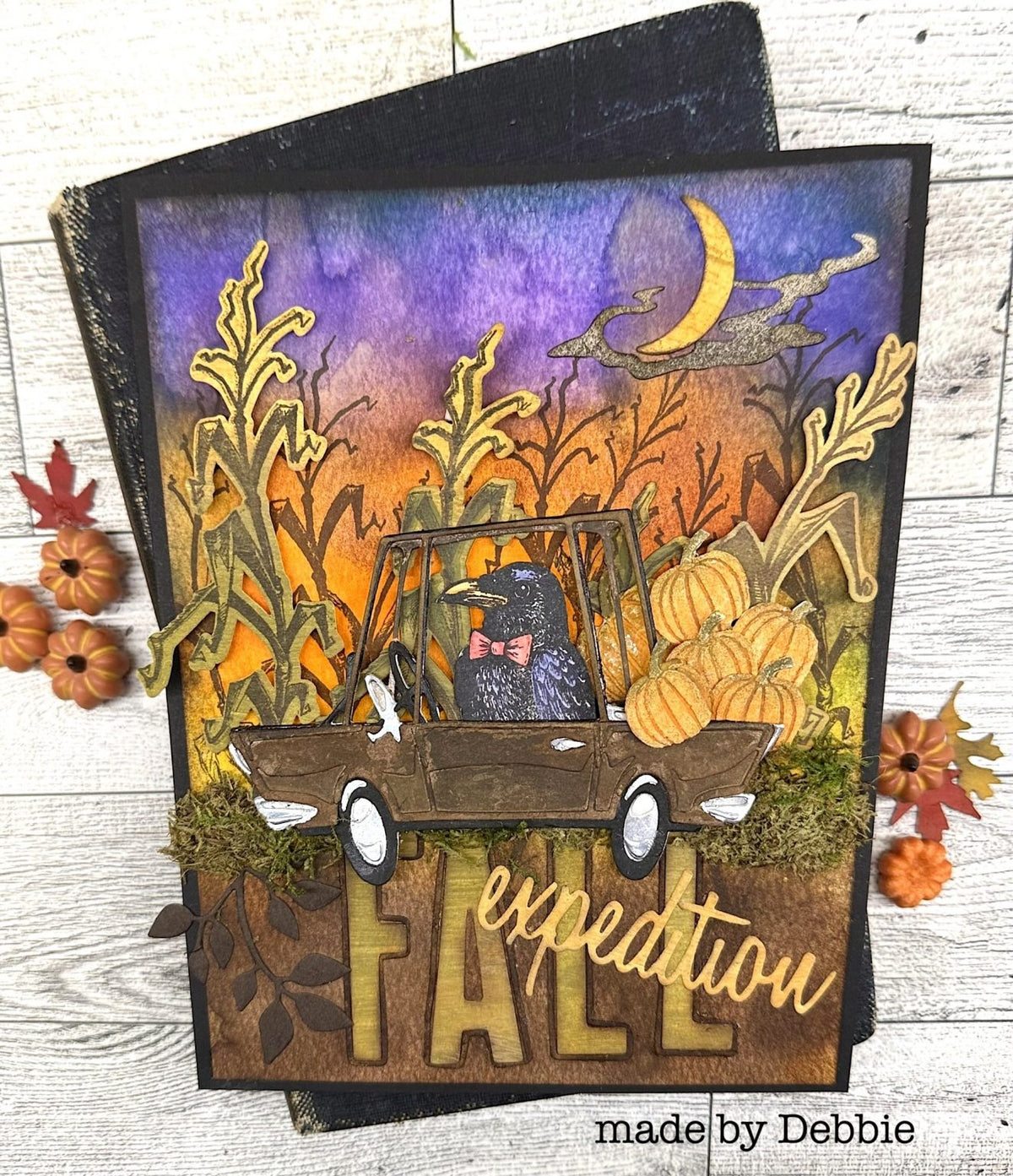Tim Holtz Sizzix Alphanumeric Bulletin Thinlits Dies 666281 corn stalks pumpkins scarecrow in card fall card debbie emmons | color-code:ALT09