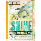 Tim Holtz Sizzix Alphanumeric Bulletin Thinlits Dies 666281 dragonfly shine life moments green card | color-code:ALT08