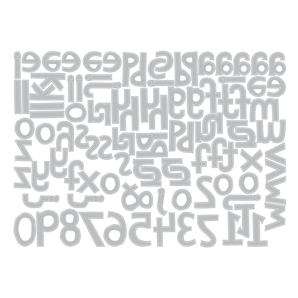 Tim Holtz Sizzix Alphanumeric Cutout Lower Thinlits Die Set 663074 line art