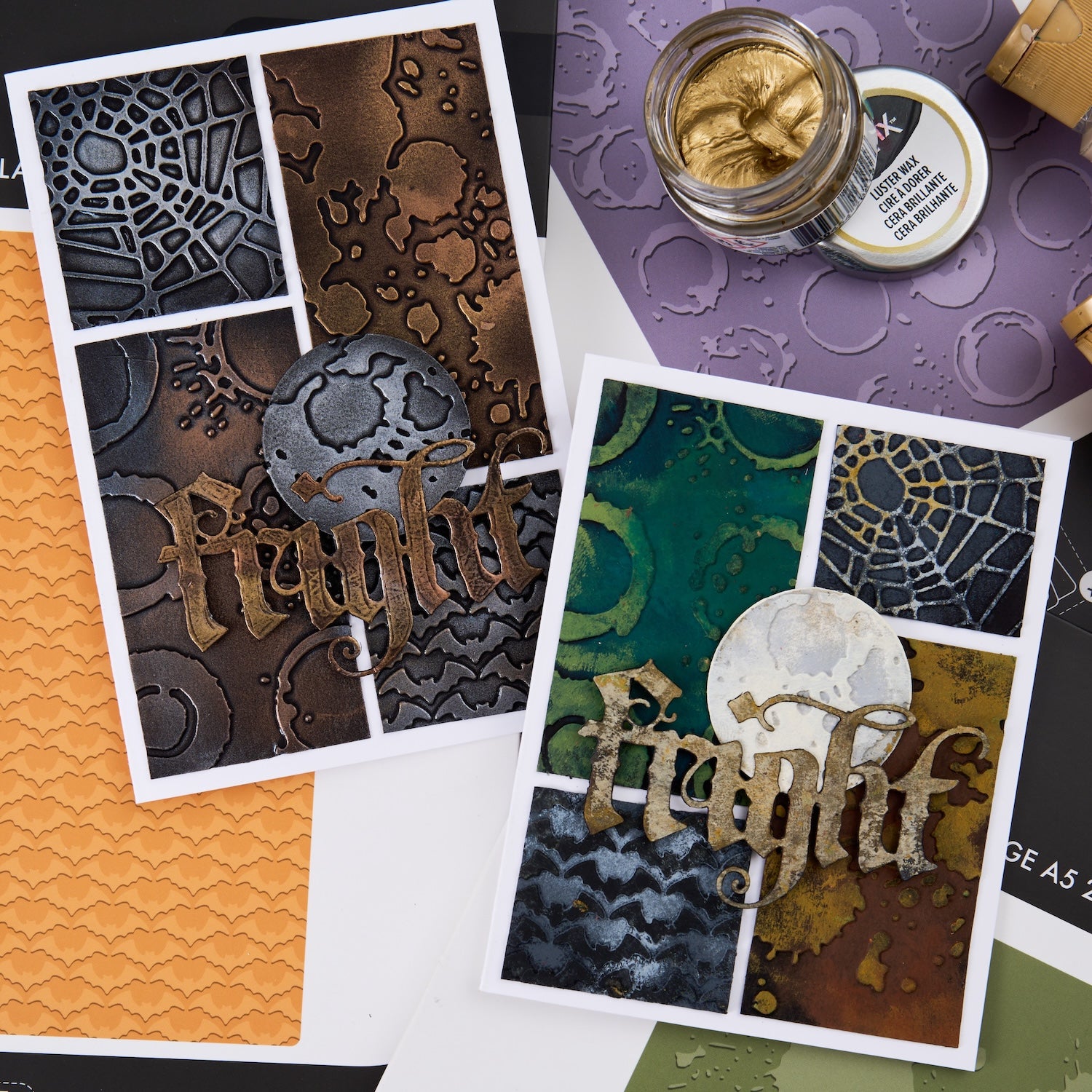 Tim Holtz Sizzix Batground Large A5 Embossing Folder 667238 large splats full moon fright cards