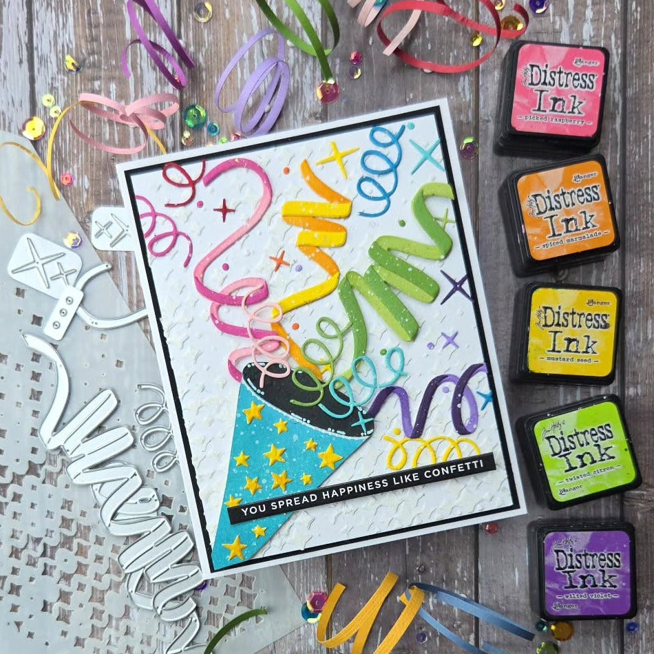 Tim Holtz Sizzix Celebration Streamers Thinlits Die Set 667209 spead happiness like confetti card kulbir kirkland