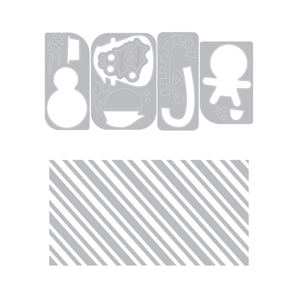 Tim Holtz Sizzix Christmas Minis Sidekick Dies and Texture Fade 666863 line art