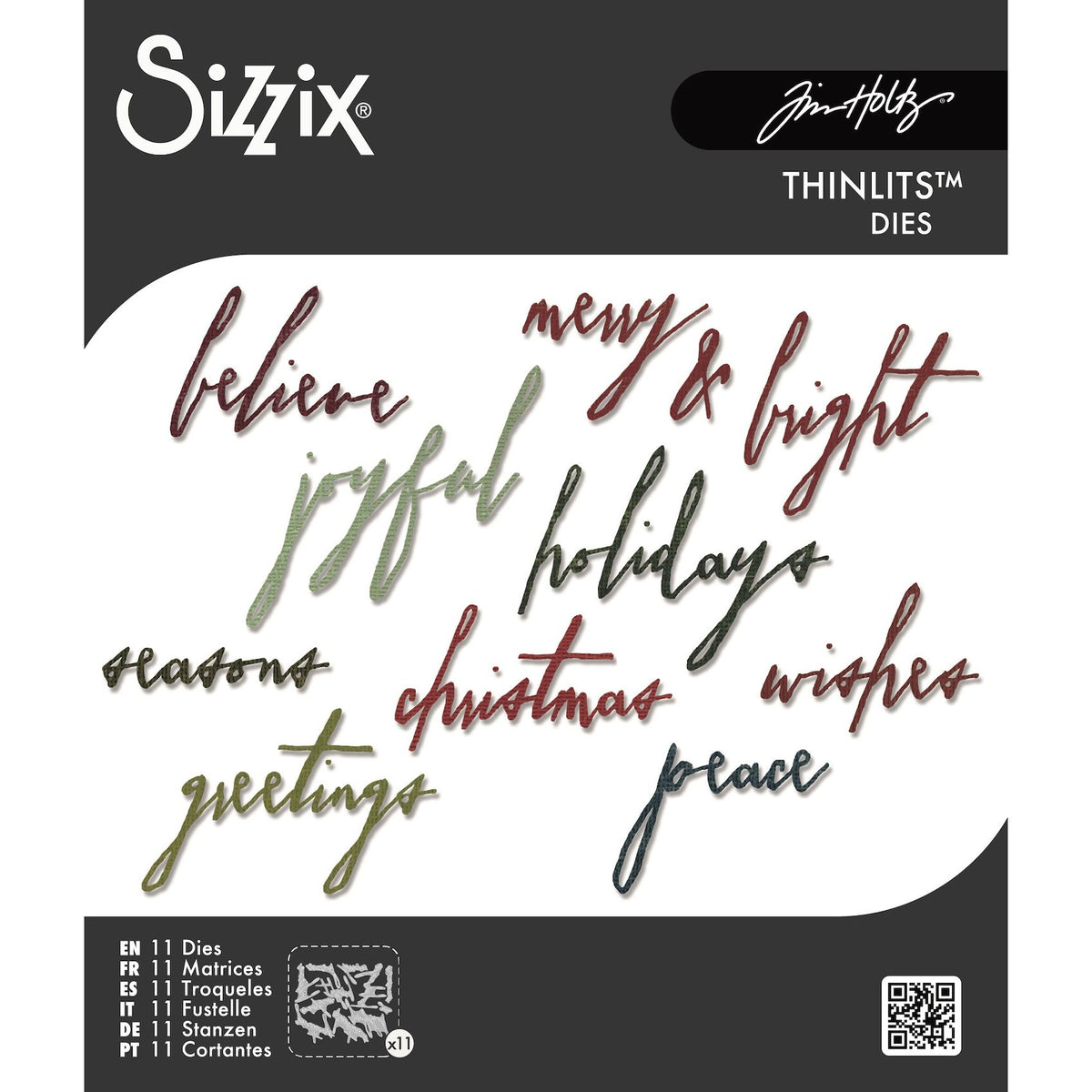 Tim Holtz Sizzix Classic Handwritten Holidays Thinlits Die 660979